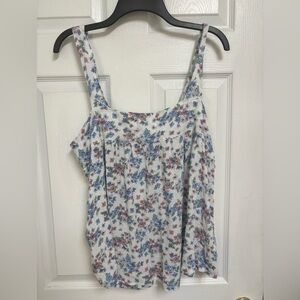 Croft&Barrow Floral Print White Tank Top Pajama Short Set Women’s Size XL